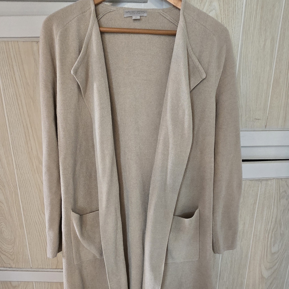 Women's Beige Barefoot Dreams Sweater Cardigan